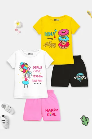 HERE&NOW Girls Printed Top with Shorts