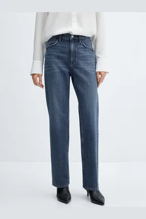 MANGO Women Straight Fit Pure Cotton Light Fade Jeans