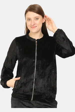 Kalini Mandarin Collar Sequinned Velvet Bomber Jacket