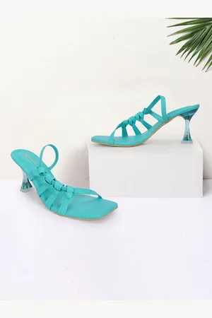 MEHNAM Textured Open Toe Slim Heels