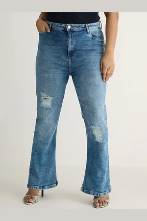 FREAKINS Blue Women Bootcut High-Rise Mildly Distressed Light Fade Pure Cotton Jeans