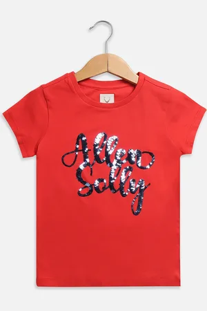 Allen Solly Girls Embellished Round Neck Cotton Casual T-shirt