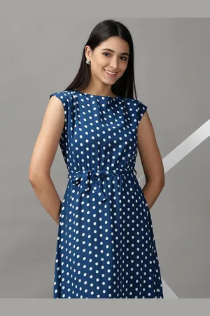SHOWOFF Women Teal & White Polka Dots Maxi Dress