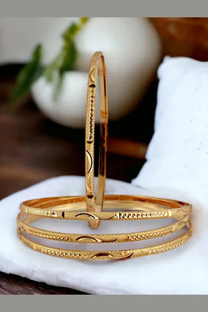 Lucky Jewellery Set Of 4 Gold Plated Bangles