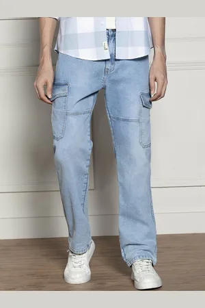 Dennis Lingo Men Relaxed Fit Clean Look Light Fade Cargo Styles Stretchable Jeans