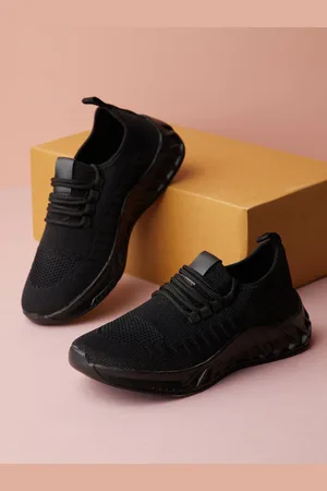 Tokyo Talkies Women Black Woven Design Comfort Insole Textile Basics Sneakers
