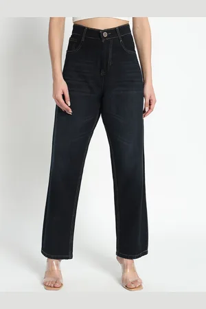 AngelFab Women Jean Clean Look Straight Fit High-Rise Cotton Jeans
