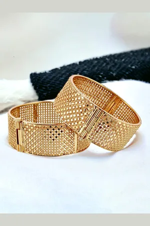 Lucky Jewellery Set Of 2 Gold-Plated Designer Bangles
