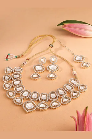 Ami Gold-Plated Austrian Diamonds Studded Necklace With Earrings & Maang Tika