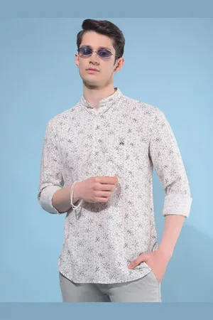 Crimsoune Club Geometric Printed Band Collar Straight Kurta