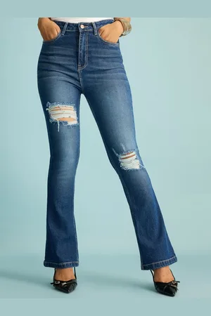 FREAKINS Blue Women Bootcut High-Rise Highly Distressed Pure Cotton Jeans