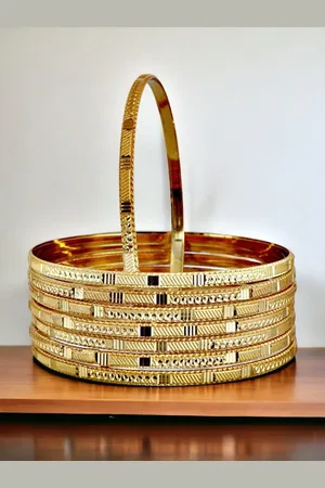 Lucky Jewellery Set Of 8 Gold Plated Bangles