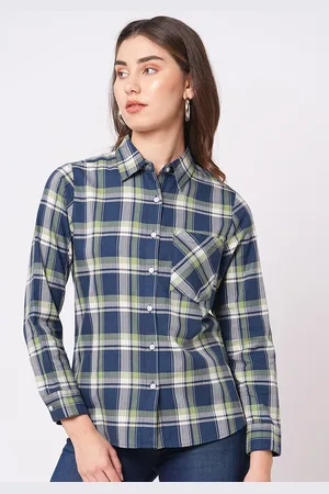 Bombay High Women Relaxed Fit Patch Pocket Check Shirt