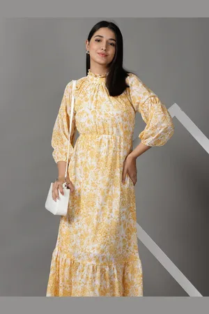 SHOWOFF Women White Floral Printed Maxi Dress