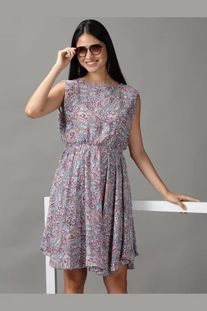 SHOWOFF Women Blue Floral Chiffon Dress