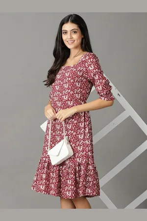 SHOWOFF Ethnic Motifs Chiffon A-Line Midi Dress