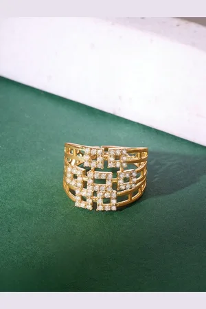 Ami Gold Plated CZ Stone Studded Finger Ring