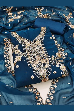MANVAA Floral Embellished Sequinned Unstitched Dress Material