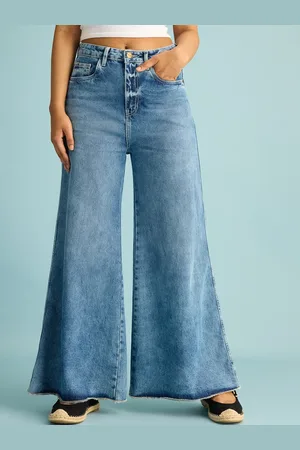 FREAKINS Women Flared High-Rise Pure Cotton Heavy Fade Jeans