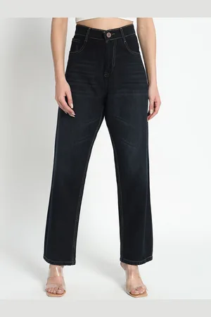 AngelFab Women Jean Clean Look Straight Fit High-Rise Cotton Jeans