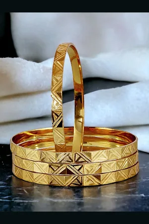 Lucky Jewellery Set Of 4 Gold Plated Bangles