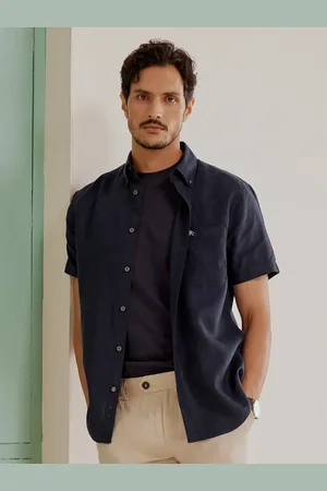 Andamen Premium Linen Spread Collar Casual Shirt