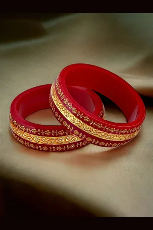 Lucky Jewellery Set Of 2 Gold-Plated Floral Design Bangles