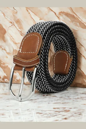 CRUSSET Unisex Black & White Braided Belt