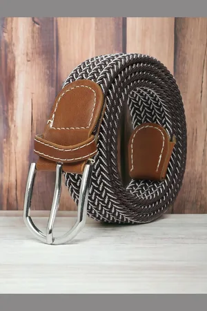 CRUSSET Unisex Brown & White Braided Belt