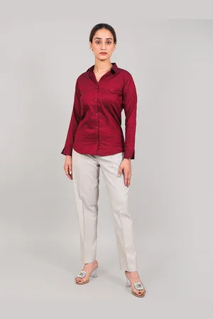 Blue Bird Classic Satin Spread Collar Long Sleeves Opaque Casual Shirt