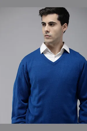 Park Avenue V-Neck Self Design Pullover Sweaters