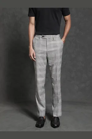 RARE RABBIT Men Savvet Mid-Rise Checked Slim Fit Formal Trouser