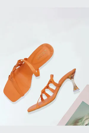 MEHNAM Textured Open Toe Slim Heels