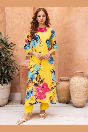 Ambraee Floral Printed A-Line Kurta with Trouser