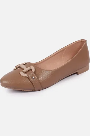 DressBerry Khaki Embellished Pointed Toe Ballerinas