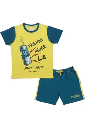 Clothe Funn Boys Graphic Printed Pure Cotton T-Shirt With Shorts Clothing Set