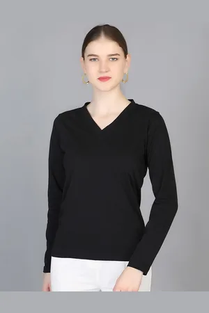 Chemistry Women Black V-Neck T-shirt