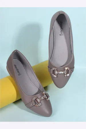 DressBerry Grey Embellished Pointed Toe Ballerinas