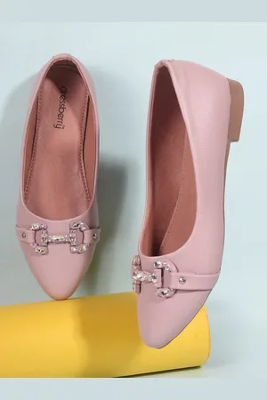DressBerry Pink Embellished Pointed Toe Ballerinas
