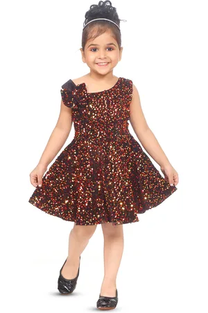 BAESD Girls Embellished Sequined Crepe Fit & Flare Dress