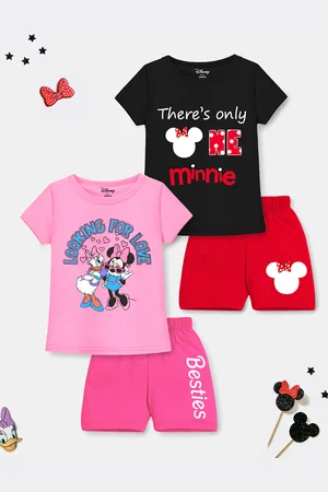 YK Girls Pack Of 2 Minnie & Friends Printed T-shirt with Shorts
