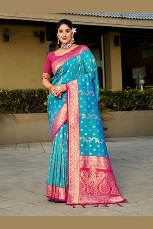 SANGAM PRINTS Woven Design Zari Banarasi Saree