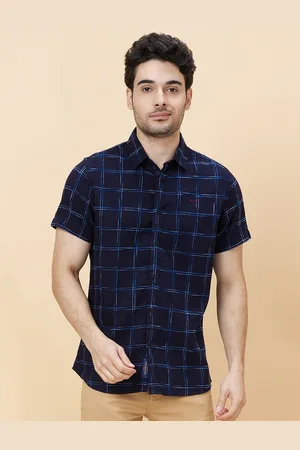 Being Human Slim Fit Windowpane Checks Spread Collar Short Sleeves Casual Shirt