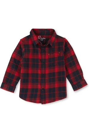 GJ baby Boys Spread Collar Tartan Checks Opaque Checked cotton Casual Shirt