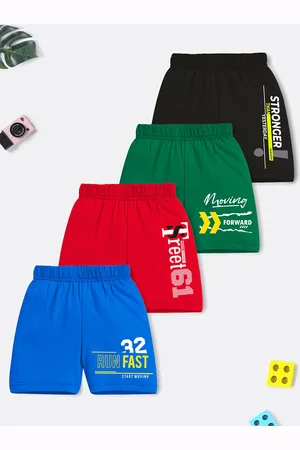 HERE&NOW Boys Pack Of 4 Typography Printed Cotton Sports Shorts