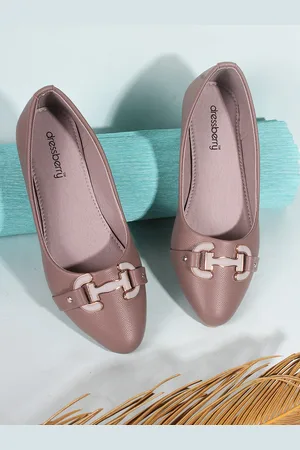 DressBerry Beige Embellished Pointed Toe Ballerinas