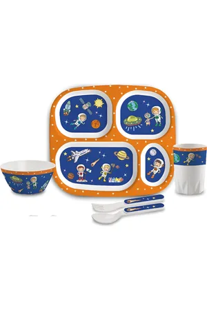 Cello Kidzbee Set of 5 BPA Free Quadmeal Cosmic Explorer Melamine Meal Set