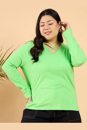 CURVY STREET Plus Size V-Neck Cotton Relaxed Fit T-shirt