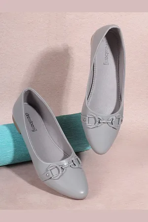 DressBerry Grey Embellished Pointed Toe Ballerinas