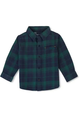 GJ baby Boys Spread Collar Opaque Checked Cotton Casual Shirt